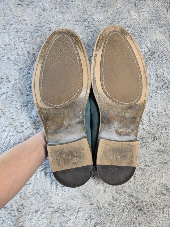 John Fluevog Reynolds Loafer Leather Green Teal Blue Size 12 Men\'s